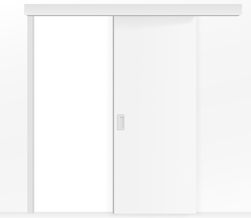 Влагостойкая раздвижная одностворчатая дверь ПВХ глухая белая