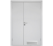 Влагостойкая дверь ПВХ EtaDoor глухая белая полуторастворчатая с вентиляционной решеткой