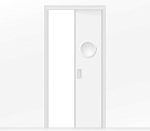 Дверь пенал раздвижная встроенная в стену одностворчатая белая с иллюминатором