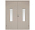 Влагостойкая дверь ПВХ EtaDoor с окном бежевая двухстворчатая с алюминиевой кромкой